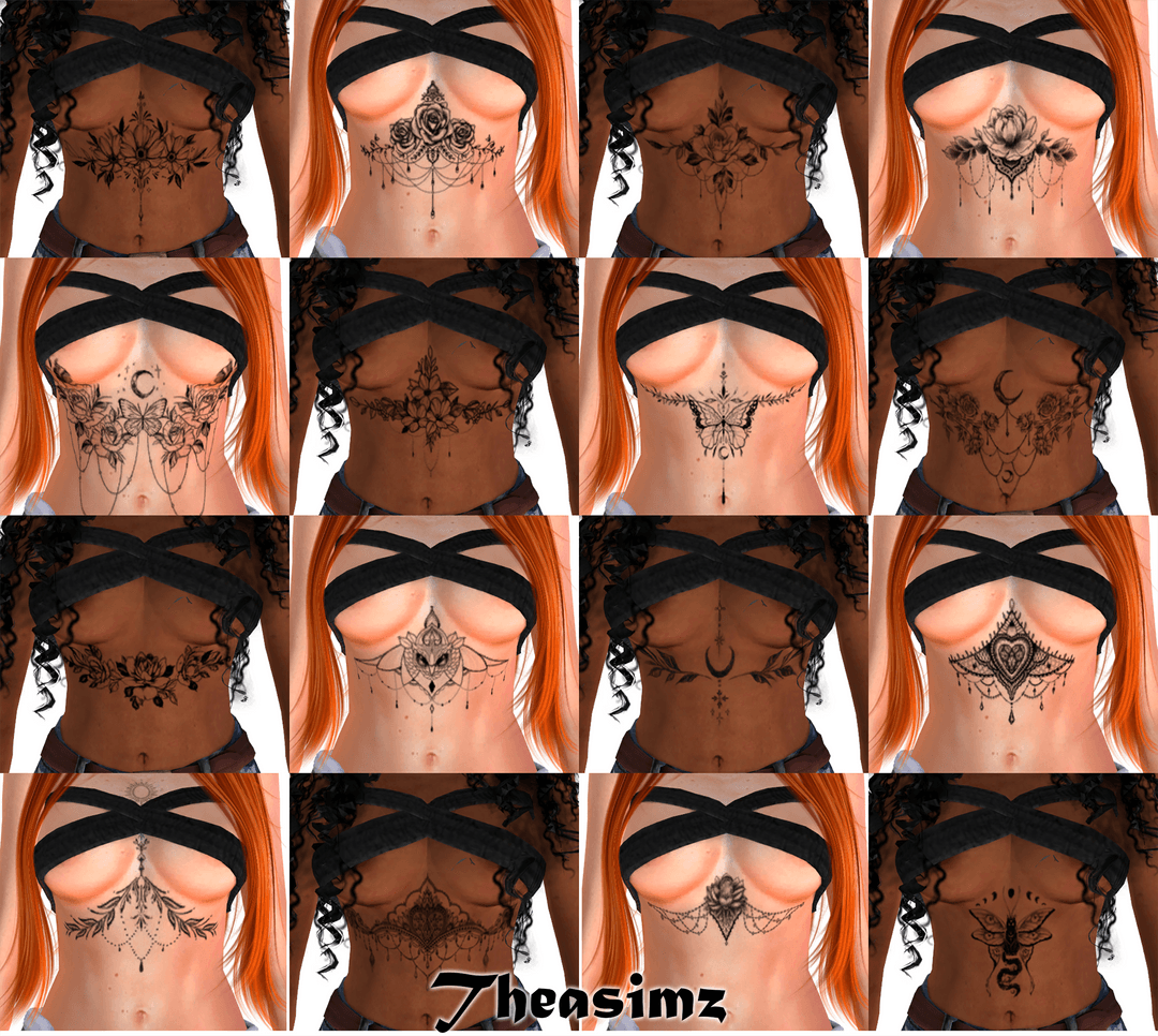 Тату Under breast tattoo